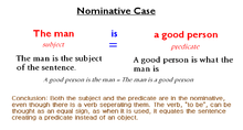 a chart explaining the concept of the nominative case.