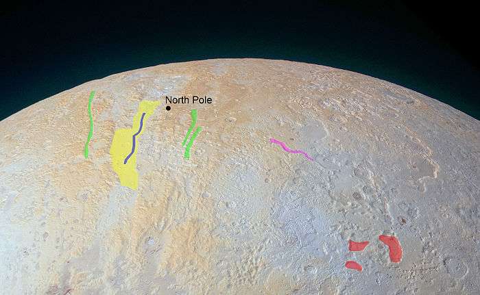 pluto - north pole - frozen canyons