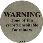 an earlier version of a warning label, used during the 1980s.