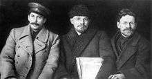 joseph stalin, vladimir lenin, and mikhail kalinin (right) in