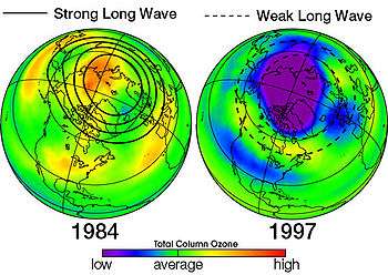 america during 1984 (abnormally warm reducing ozone depletion)