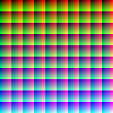 This image (when viewed in full size, 1000 pixels wide) contains 1 million pixels, each of a different color. The human eye can distinguish about 10 million different colors.[4]