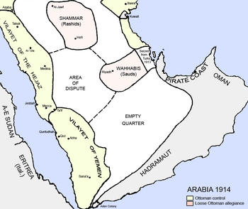 The Arabian peninsula in 1914.