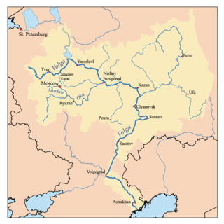 map of the volga watershed with the moskva highl