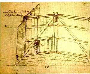 Dessin de Léonard de Vinci (portes busquées et ventelles (Codice Atlantico. f. 240r.-c) 