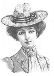 Chapeau sur tête de femme, en 1901.