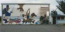 Grande fresque murale (en cours de réalisation), Lycée Joliot-Curie à Nanterre (Hauts-de-Seine), Shuck2 1991.