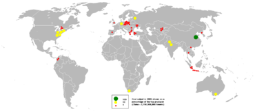 Sites producteurs de houille (2005).