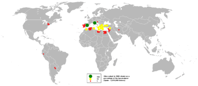 L'oléiculture mondiale en 2005.