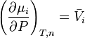 \left( \frac{\partial \mu_i}{\partial P} \right)_{T,n} = \bar V_i