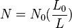 N=N_0(\frac{L_0}{L})