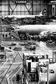 Chaîne d'assemblage Airbus à Toulouse.