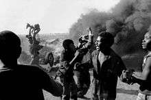 Manifestants anti-apartheid dans les années 1980.