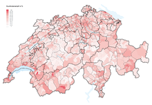 Taux d’étrangers dans les communes suisses (2016)