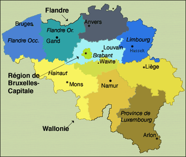 Régions et provinces de Belgique.