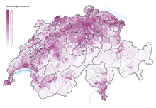 Densité de population en Suisse (2016)