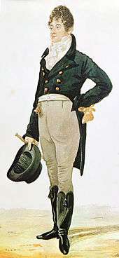 Caricature de Brummell, par Dighton, 1805.