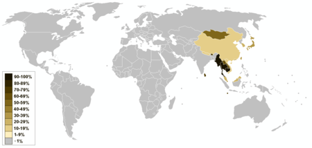 Répartition du bouddhisme dans le monde