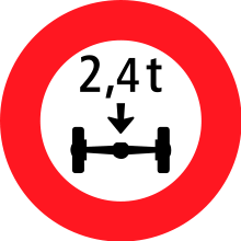 Signalisation spécifiant la charge maximale autorisée par essieu.