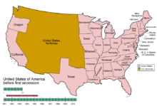 Évolution des États confédérés d'Amérique et États rattachés aux États-Unis entre 1861 et 1870.