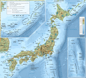 Carte topographique du Japon.