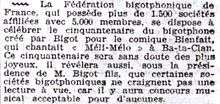 Extrait du Bulletin Orphéonique, rubrique du journal Le Petit Parisien, 24 février 1931[10].