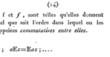 Extrait de la p. 98 de l'article de Servois où est apparu pour la première fois le terme.