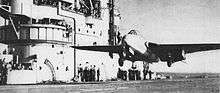 Un Sea Vampire De Havilland sur le pont du porte-avions HMS Ocean (R68) en décembre 1945.