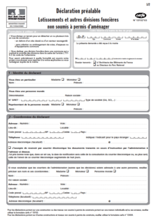 Formulaire de déclaration préalable lotissements et autres divisions foncières non soumis à permis d’aménager