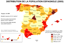 Distribution de la population espagnole en 2005