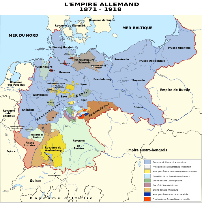 L'Empire allemand en 1871.