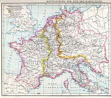 La division de l'Empire au traité de Verdun.