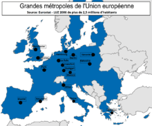 Les grandes métropoles de l'Union européenne (LUZ - Eurostat)