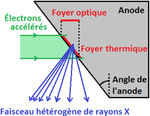 Illustration de l'effet talon lors de la production des rayons X.