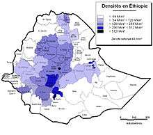 Densités de population en Éthiopie