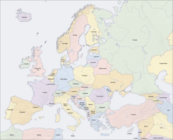 Les pays en Europe.