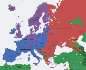 Répartition des religions majoritaires en Europe, parmi les croyants