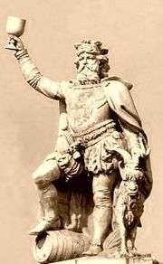 Statue du roi Gambrinus auquel Isis a enseigné le brassage de la bière.