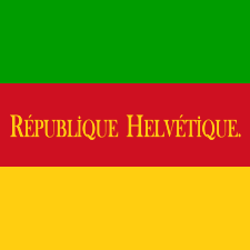 Drapeau de la République helvétique (version française, au verso)