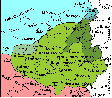 Les dialectes francoprovençaux et d'oïl.