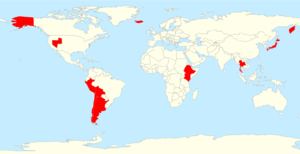 Carte de répartition des geysers dans le monde.