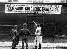 Ouverture d'une boucherie canine, à Paris en 1910