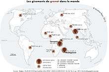 Carte des principaux pays producteurs de grenats dans le monde