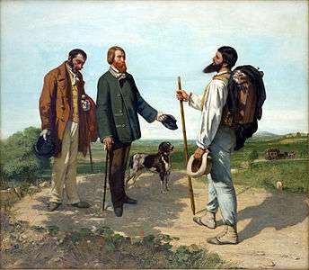 La Rencontre ou « Bonjour monsieur Courbet », peint en 1854, présente plusieurs personnes se saluant.