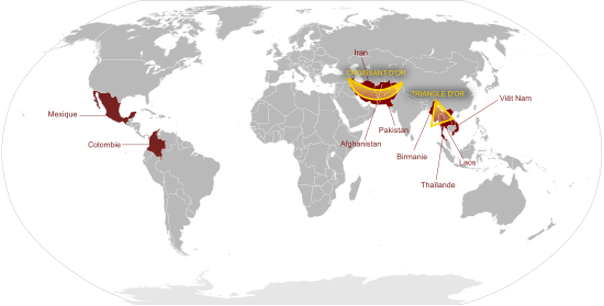 Les principales zones de production d'opium.