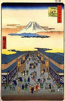 1683. The Mitsukoshi headquarters are located on the left side of the street.