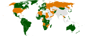 États membres à la Cour pénale internationale au 21 juillet 2009. Les pays en orange ont signé le traité mais ne l'ont pas ratifié.