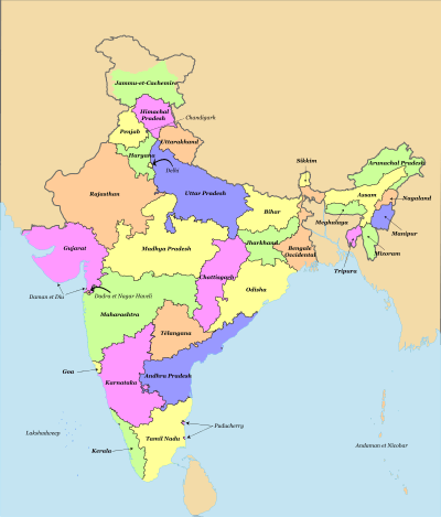 États et territoires de l'Inde.