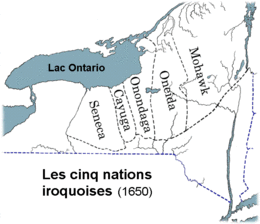 Répartition des nations iroquoises, vers 1650