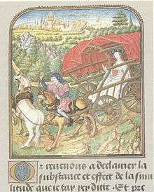 Chariot tirée par un cheval (vers 1455)